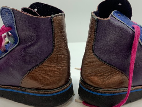 Funky BohoChic Leather boots Balloon Sky Handmade in WV Ladies 8 Men 6 Goodyear - Picture 11 of 24