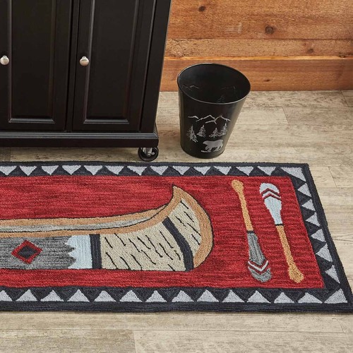 Rustic Wilderness Canoe Handcrafted Hooked Rug Runner 24" x 72" By Park Designs - Picture 3 of 4