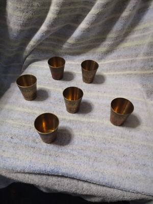 Vintage Brass Multicolored Shot Glasses