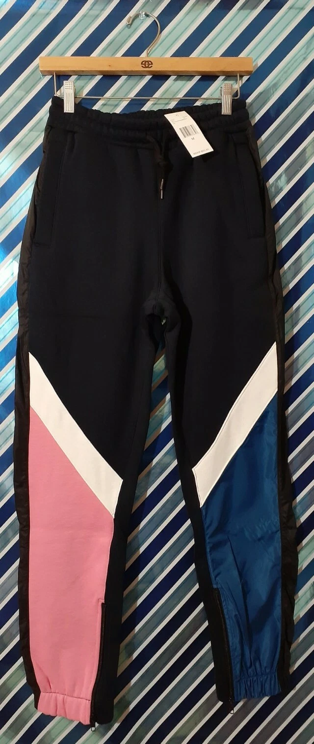 FTW Mens Pants Jogger Fleece Sweatpant Side Zipper Sz Medium Blue
