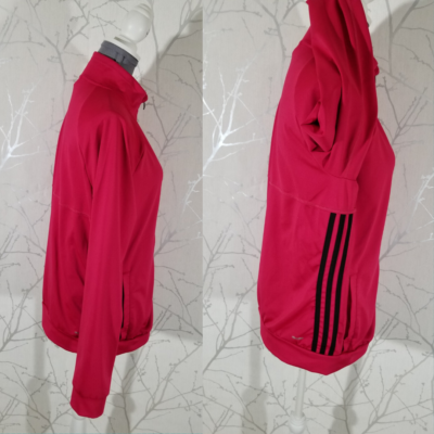 Adidas Climalite Hot Pink Full Zip Track Jacket w/ 3 Stripe Detail