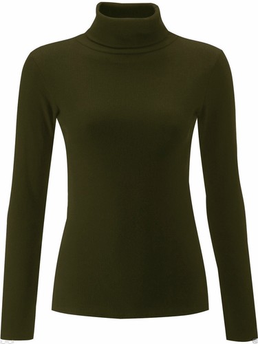 NEW LADIES PLAIN RIBBED COTTON POLO TURTLE ROLL NECK TOP JUMPER S/M-M/L - Picture 5 of 9