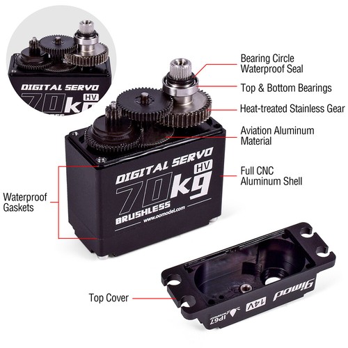 High Torque Servo 70KG 360° Continuous Brushless Metal Gear for RC Robot - Picture 5 of 11