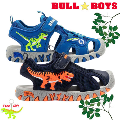 Bull Boys Light Up Dinosaur Sandals T-Rex Velociraptor Kids Beach Shoes  Blue UK