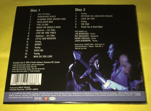 THE DOORS - LIVE IN VANCOUVER 1970 2CDS DIGIPAK - Picture 3 of 3