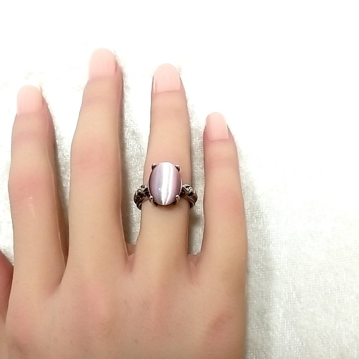 nff☆pink catseye ring Large Pink Cats Eye Ring - Etsy