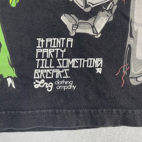 Vintage LRG T-Shirt Mens L Black Graffiti Art Tee Distressed Bleach Stain Rare - Picture 7 of 11