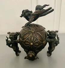 Antique Ornate Bronze Incense Burner w/ Gargoyles- Excellent Condition!
