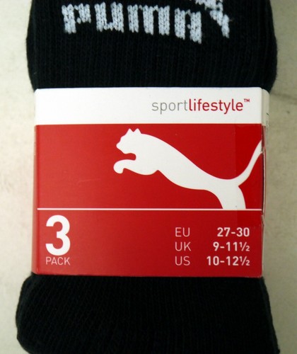 Puma 3 x Pairs Junior Sports Socks 9-11.5 12-1.5 UK White Pink Blue Black - Picture 11 of 20