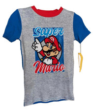 Super Mario Nintendo 2022 Boy's Short Sleeve Pajama Shirt Size 10