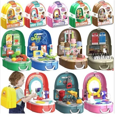 kids Pretend play cash register toys, cashier storekeeper toys/portable backpack