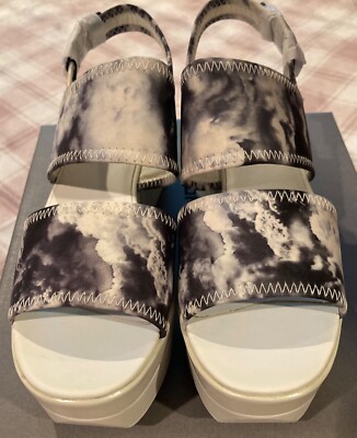 Vagabond Dioon White/Black Tie Dye Platform Sandal Size 7 EU 37 RARE NWB