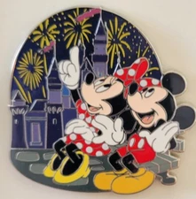 2024 Disney Parks Mickey & Minnie Mouse Watching Fireworks At Castle Pin
