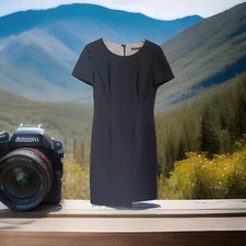 MARKS AND SPENCER Womens Short Sleeved Lined Black Shift Dress Size 8