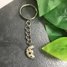 3  Crescent Moon Stone Healing Crystal Quartz Chakra Gemstone Keychain 8636