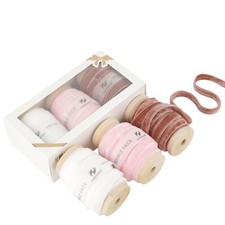 Velvet Ribbon 3/8 inch Double Face Pink/White/Rose Gold Velvet Ribbon Set for...