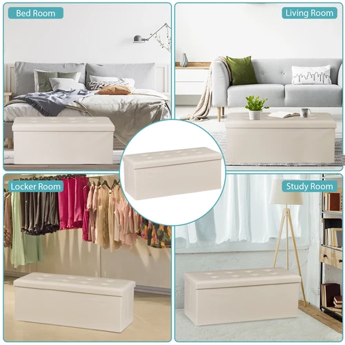Folding Storage Ottoman Bench Foot Rest Foot Stool for Bedroom Entryway Indoor - Imagen 51 de 93