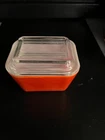 VINTAGE PYREX Primary RED SMALL REFRIGERATOR DISH w/LID 501 B