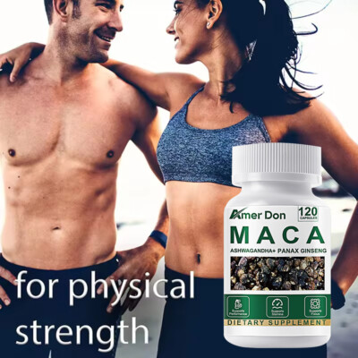 Organic Maca 120 Capsules - Peruvian Naturals Maca Root Powder MALE ENLARGER