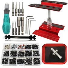Red RC Car Repair Work Stand 360° Rotation 523 PCS Screws Kit for 1/10