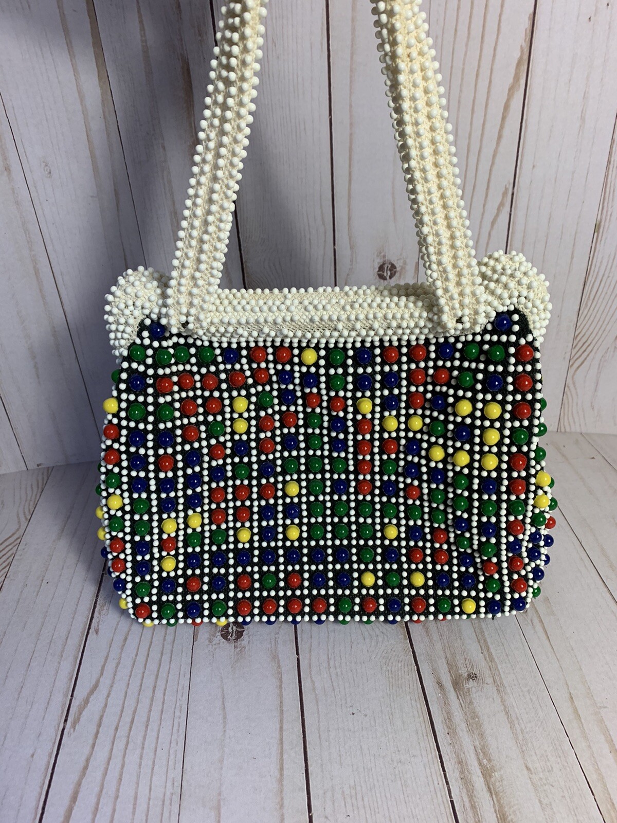 Vintage Mod Candy Multicolored Beaded Handbag Pur… - image 3