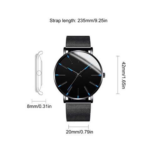 Men's Watch Stainless Steel Ultra Thin Classic Business Wristwatch - Picture 3 of 10