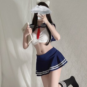 Women Sexy Lingerie Sailor Outfit Student Cosplay Top Skirt School Dress Costume