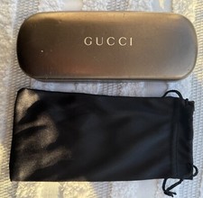 Gucci Brown Large Hard Case Clam Shell new Microfiber Soft Sleeve
