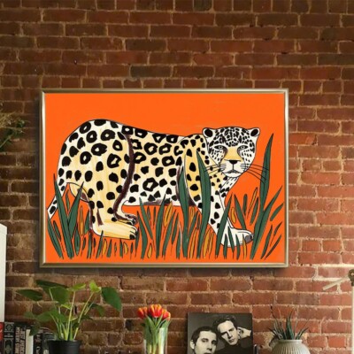 Bold Jungle Leopard - Vibrant Minimalist Animal Art Poster