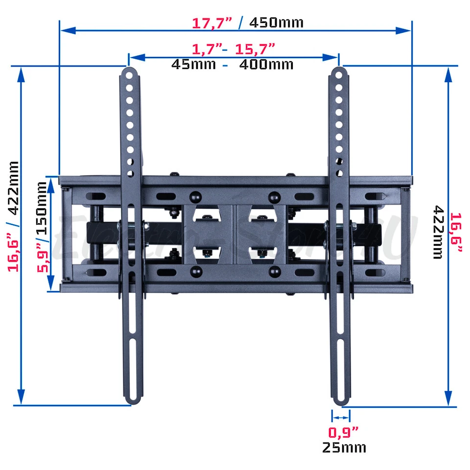 Soporte de pared para TV Full Motion 23 24 28 32 39 43 49 50 55 pulgadas plano LED LCD Foto 2 de 4