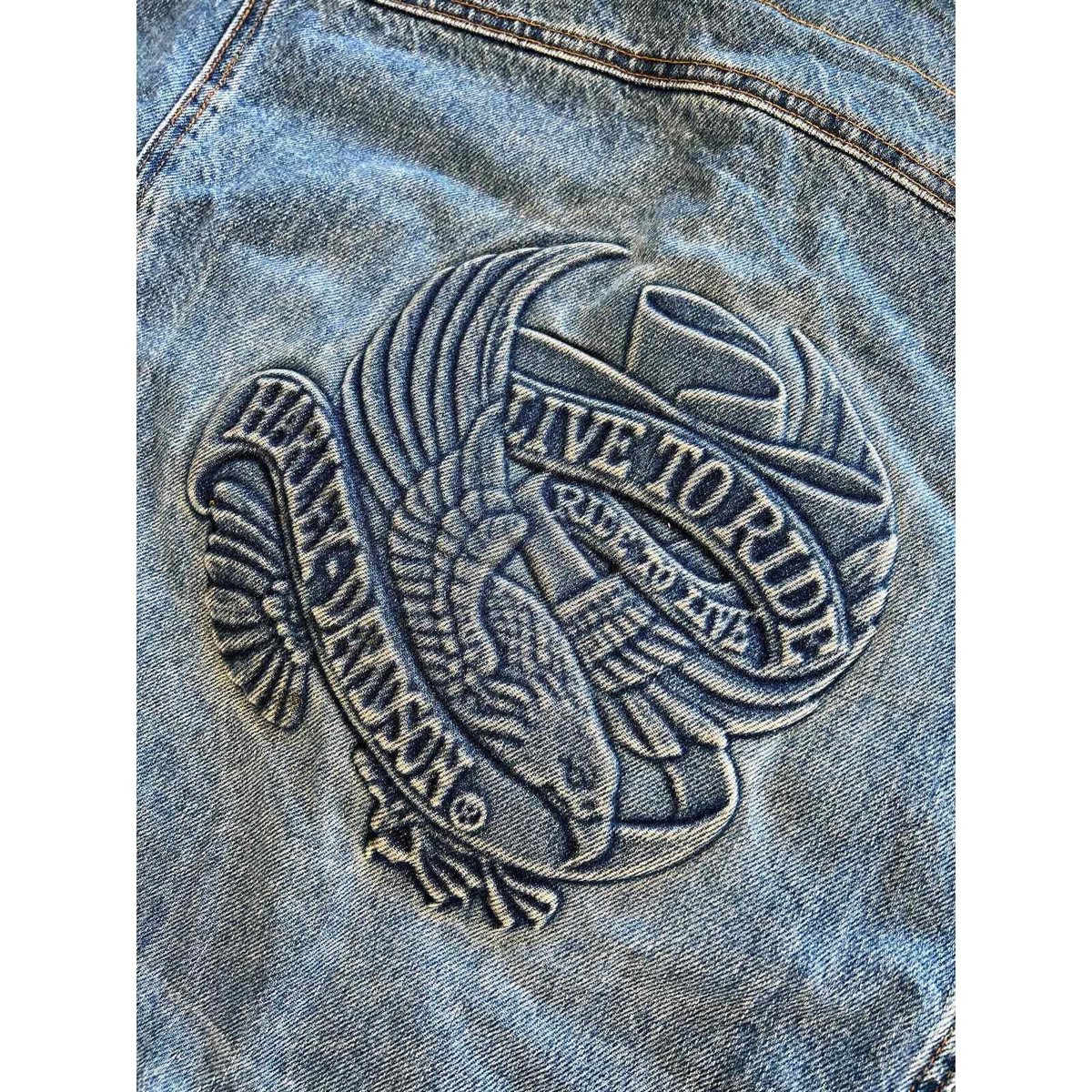 Vintage Mens HARLEY DAVIDSON Embossed Stamped Logo Denim Jean