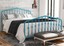 full size sturdy blue metal platform bed frame with headboard footboard new