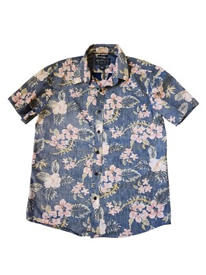 American Rag Cie Short Sleeve Button-up Shirt Medium Blue Pink