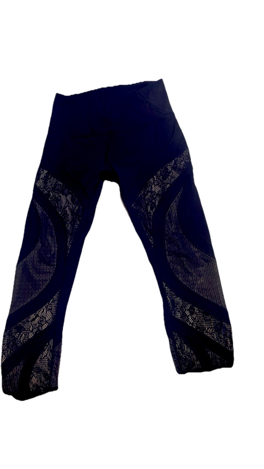 lululemon Black Mesh Ankle Leggings Mesh Detail Women's Size 8