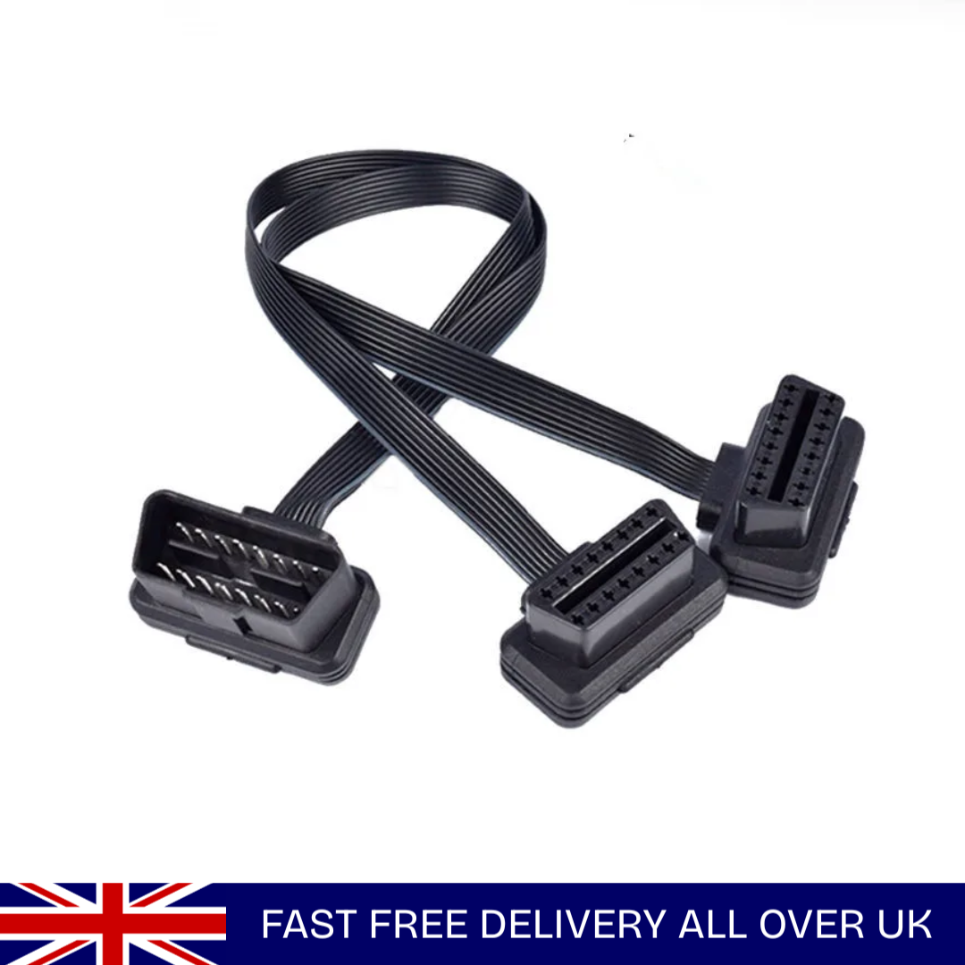 30CM OBDII Extension Dual Connector Y Splitter OBD2 16PIN Male to Female Cable