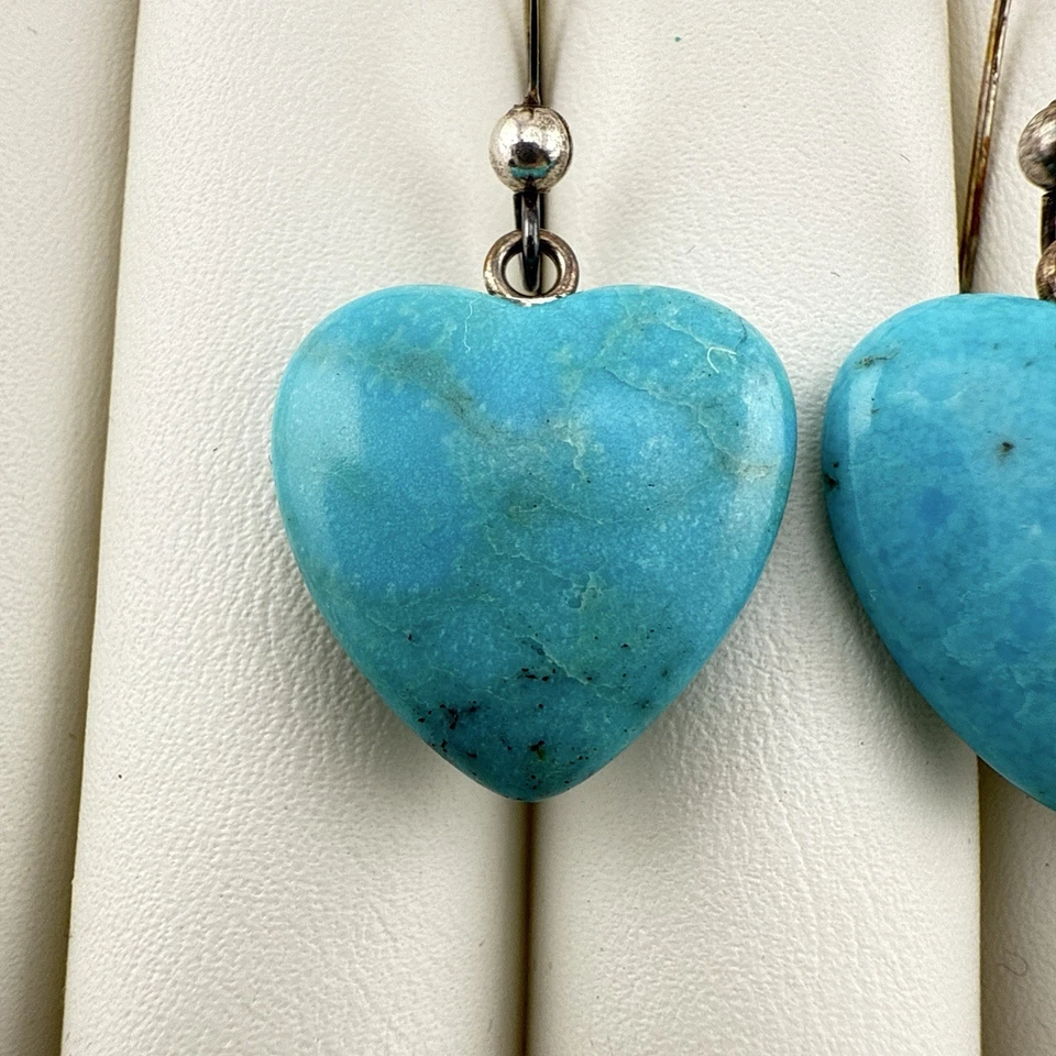 Pendientes Jay King Turquesa Corazón Azul Plata de Ley Colgantes Gota DTR 925 Foto 2 de 4