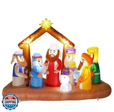 7FT Christmas Inflatables Nativity Scene Blow Up Yard Decorations