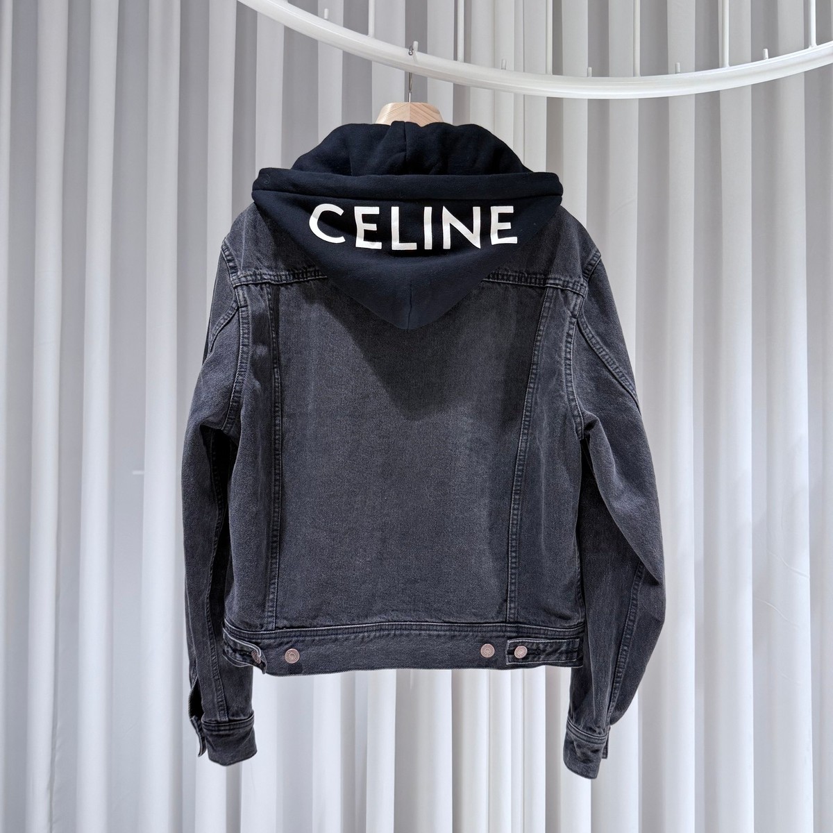 Celine Back Logo Denim Jacket Black Wash S 134663099 | eBay UK