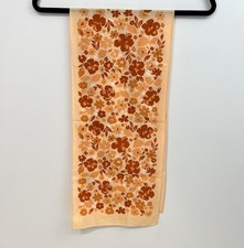Vintage 70s Scarf Harvest Colors Flower Print Long Scarf