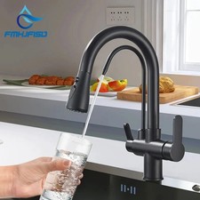 Black Kitchen Faucet Mixer Taps - Flexible Spout, Hot and Cold, Brass