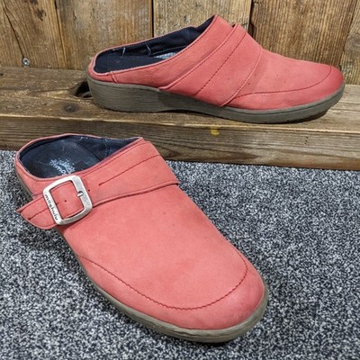 Moshulu Sundorne rote Leder Pantoletten Clogs Schuhe Gr. 7 41 bequeme Slipper Schnalle