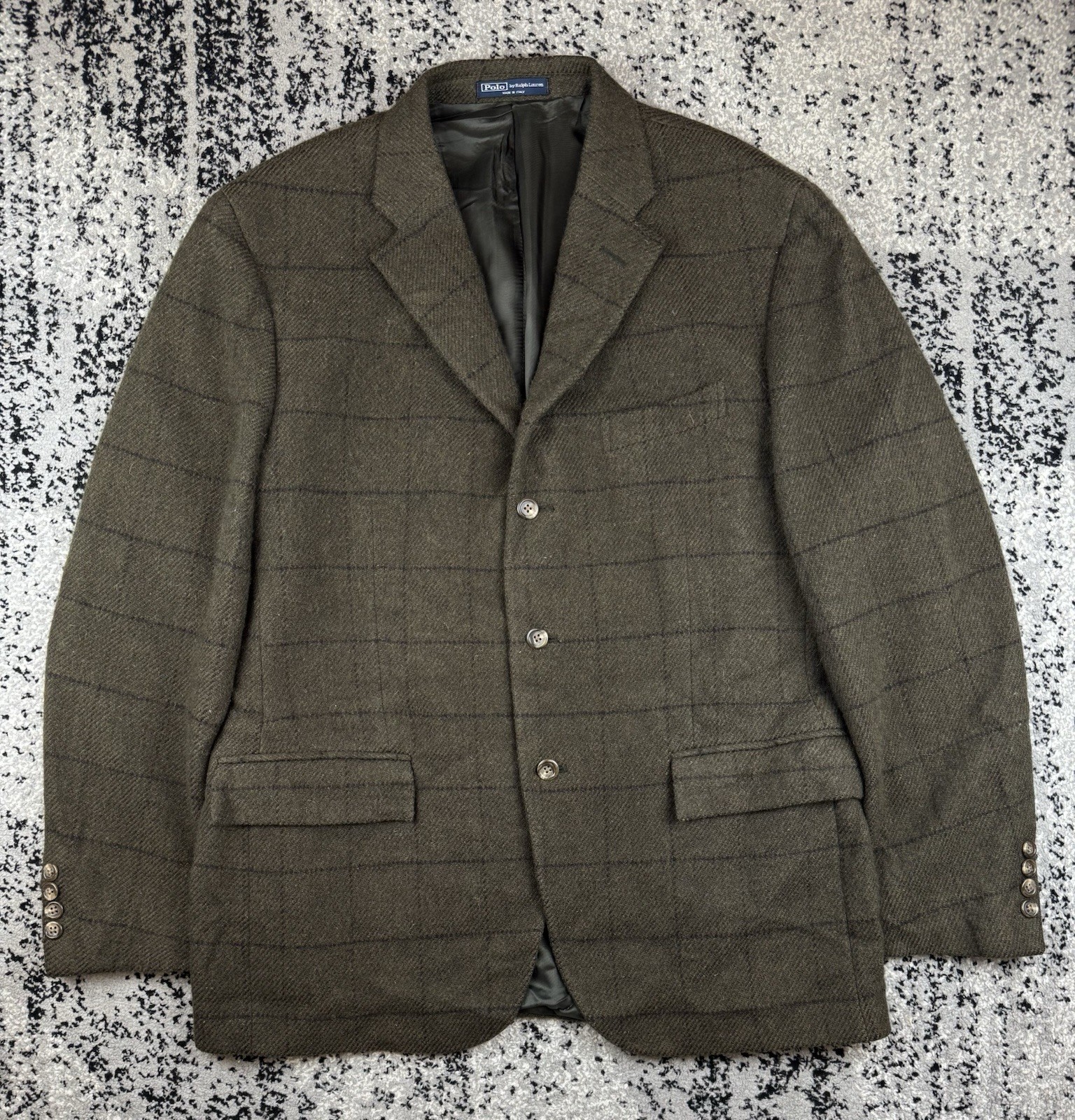Vintage Ralph Lauren POLO Wool Blazer Men's XL Size Made In Italy
