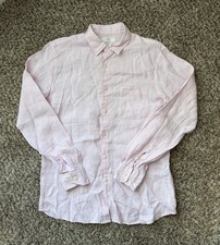 Uniqlo Shirt Men's M Pink 100% Linen Button Up Casual Dress Lightweight Summer