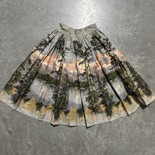 Vintage 50s/60s Scenic Novelty Forest Border Print Cottage Skirt Size Small RARE