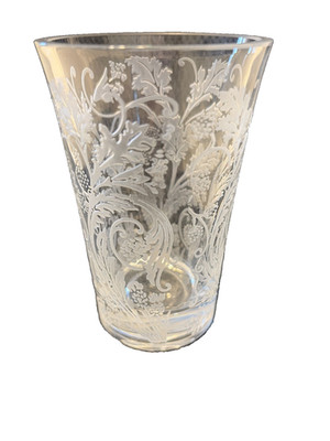 Christofle France Small Crystal Marly Orangerie Etched Filigree Floral Vase 5''