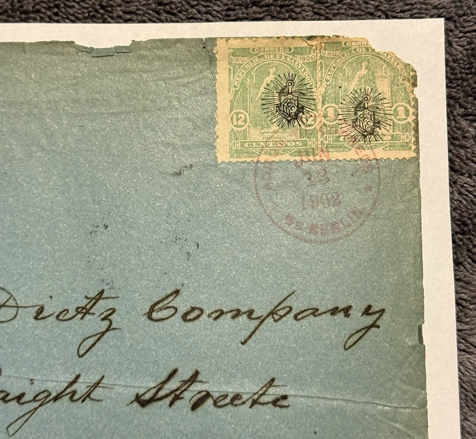 1902 Chile Cubierta a Nueva York R.E. Par Catedral Dietz Co 12c Santiago Foto 2 de 4
