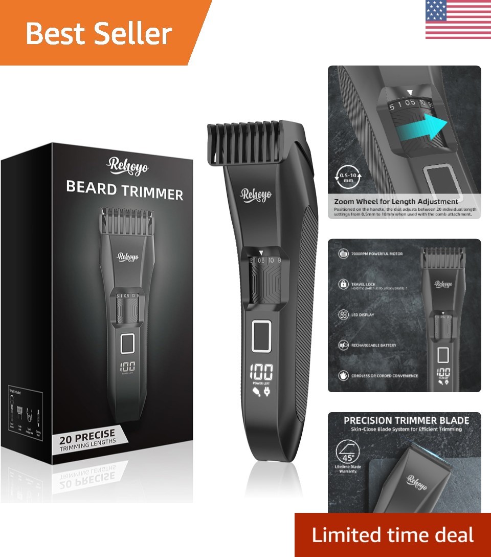 Beard Trimmer for Men Adjustable: Professional Cordless Trim