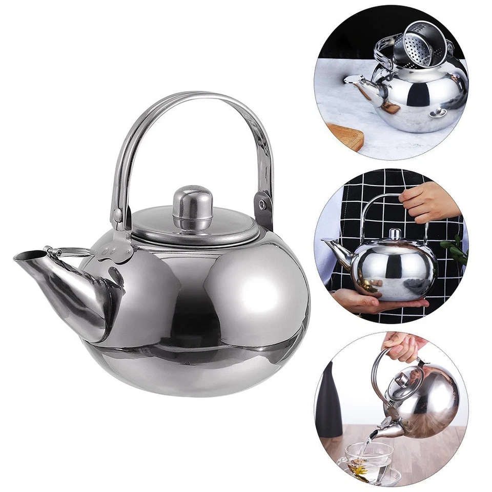  Teiera Con Colino Bollitore Per Il Tè Acciaio Inossidabile Caffè - Immagine 2 di 4