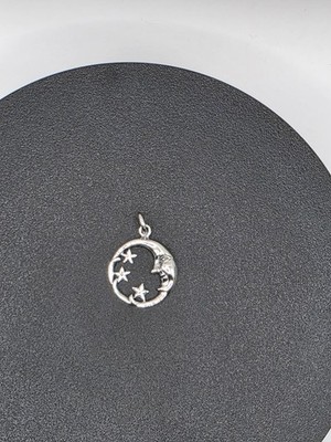 925 NEU Sterling Silber Anhänger Mond & Stern 19 mm
