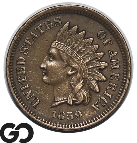 1859 Indian Head Cent Penny, Choice AU++ Better Date, Tougher This Nice!